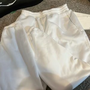 White Cuffed Sweatpants Size L